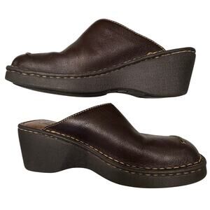 Vintage Cherokee brown leather size 9 wedge mule shoes y2k